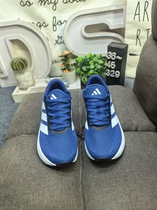 Adidas Blue White Knit Upper Three-Stripe Side Panel Lifestyle Sneakers 10