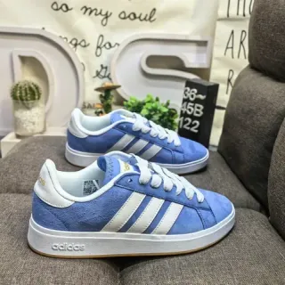 Adidas Blue White Suede Upper Three-Stripe Side Panel Lifestyle Sneakers