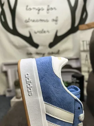 Adidas Blue White Suede Upper Three-Stripe Side Panel Lifestyle Sneakers 3