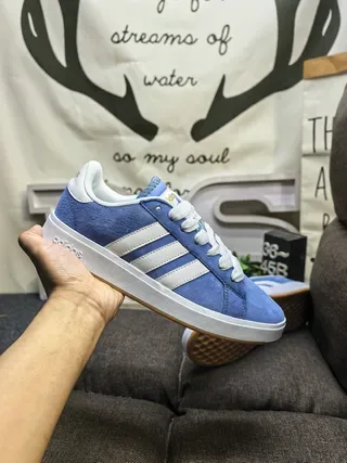 Adidas Blue White Suede Upper Three-Stripe Side Panel Lifestyle Sneakers 5
