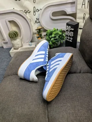 Adidas Blue White Suede Upper Three-Stripe Side Panel Lifestyle Sneakers 6