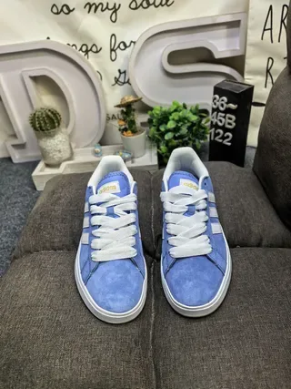 Adidas Blue White Suede Upper Three-Stripe Side Panel Lifestyle Sneakers 10