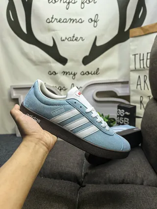 Adidas Blue White Suede Upper Three-Stripe Side Panel Lifestyle Sneakers 5