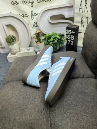 Adidas Blue White Suede Upper Three-Stripe Side Panel Lifestyle Sneakers 6