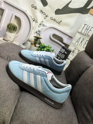 Adidas Blue White Suede Upper Three-Stripe Side Panel Lifestyle Sneakers 7