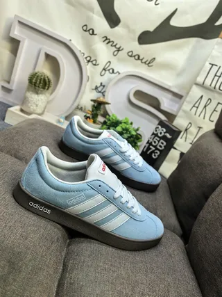 Adidas Blue White Suede Upper Three-Stripe Side Panel Lifestyle Sneakers 9