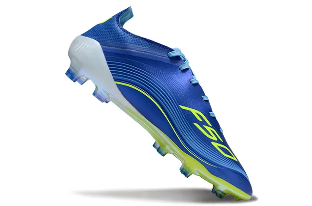 Adidas Blue Yellow Low-Cut Sock-Fit Upper Wave-Patterned Synthetic Overlay Firm-Ground Soccer Shoes 2