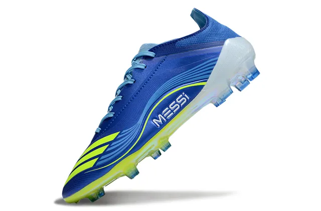Adidas Blue Yellow Low-Cut Sock-Fit Upper Wave-Patterned Synthetic Overlay Firm-Ground Soccer Shoes 3