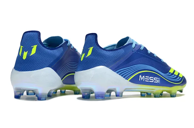Adidas Blue Yellow Low-Cut Sock-Fit Upper Wave-Patterned Synthetic Overlay Firm-Ground Soccer Shoes 5