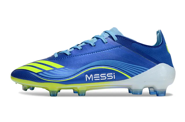 Adidas Blue Yellow Low-Cut Sock-Fit Upper Wave-Patterned Synthetic Overlay Firm-Ground Soccer Shoes 7