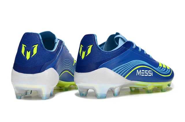 Adidas Blue Yellow Low-Cut Synthetic Upper Dynamic Wave Graphic Overlay Firm-Ground Soccer Shoes 6