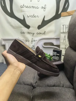 Adidas Brown Beige Suede Upper Three-Stripe Stitching Loafer 5
