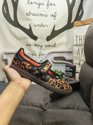 Adidas Sapatos Mary Jane Marrom Preto Impressão de Leopardo Parte Superior Três Listras Painel Lateral 5