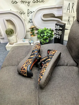 Adidas Sapatos Mary Jane Marrom Preto Impressão de Leopardo Parte Superior Três Listras Painel Lateral 6