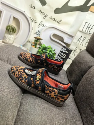 Adidas Sapatos Mary Jane Marrom Preto Impressão de Leopardo Parte Superior Três Listras Painel Lateral 7
