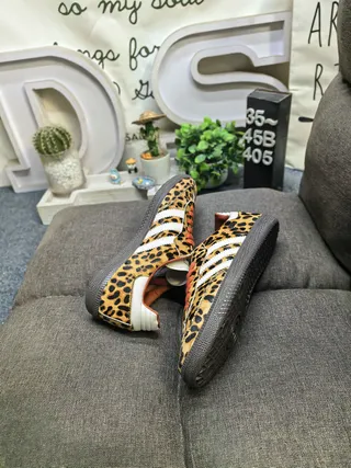 Adidas Brown Blue Leopard-Print Upper Cream Three Stripes Lifestyle Sneakers 6