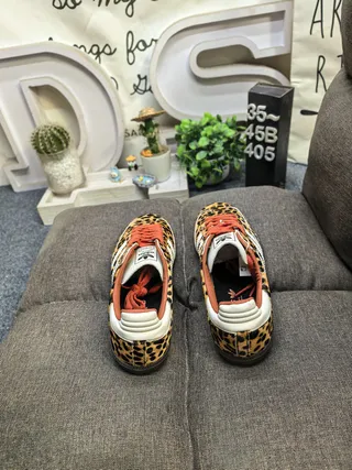 Adidas Brown Blue Leopard-Print Upper Cream Three Stripes Lifestyle Sneakers 8