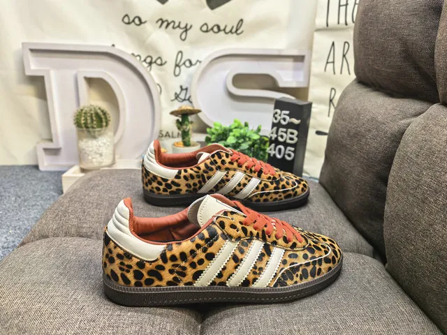 Adidas Brown Blue Leopard-Print Upper Cream Three Stripes Lifestyle Sneakers 11