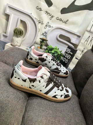 Adidas Brown Blue Leopard-Print Upper Cream Three Stripes Lifestyle Sneakers 19