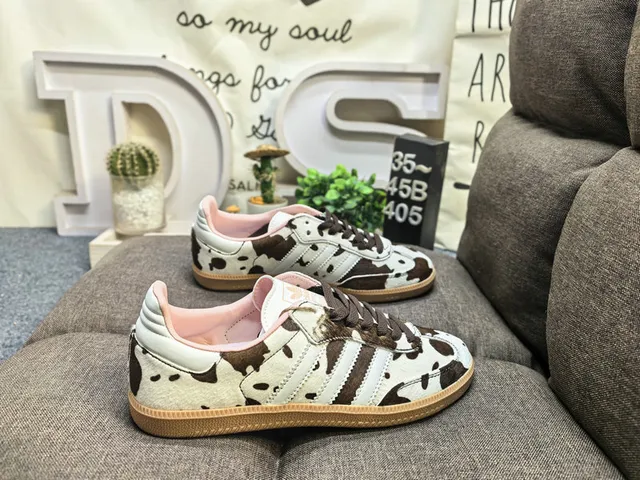 Adidas Brown Blue Leopard-Print Upper Cream Three Stripes Lifestyle Sneakers 21
