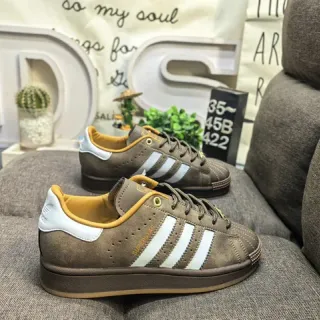 Adidas Brown White Suede Upper Three Stripes Lifestyle Sneakers