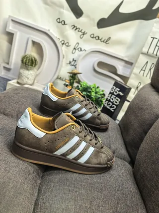 Adidas Brown White Suede Upper Three Stripes Lifestyle Sneakers 9