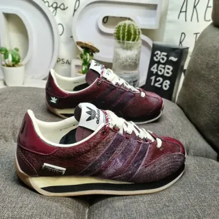 Adidas Burgundy Purple Low-Top Three-Stripe Side Panel Lifestyle Sneakers