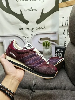 Adidas Burgundy Purple Low-Top Three-Stripe Side Panel Lifestyle Sneakers 5
