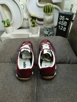 Adidas Burgundy Purple Low-Top Three-Stripe Side Panel Lifestyle Sneakers 8