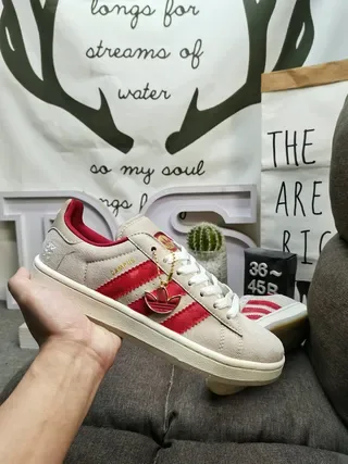 Adidas Campus Beige and Red Lifestyle Sneakers 5