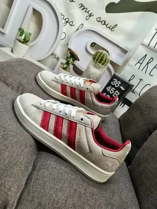 Adidas Campus Beige and Red Lifestyle Sneakers 7