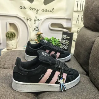 Adidas Campus Black and Pink Suede Lifestyle Sneakers