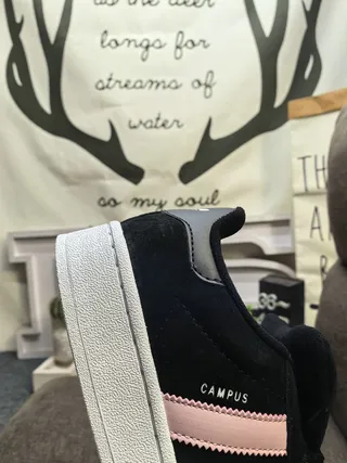 Adidas Campus Black and Pink Suede Lifestyle Sneakers 3