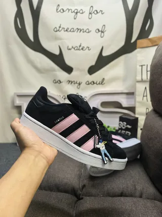 Adidas Campus Black and Pink Suede Lifestyle Sneakers 5