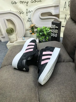 Adidas Campus Black and Pink Suede Lifestyle Sneakers 6