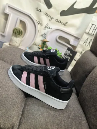 Adidas Campus Black and Pink Suede Lifestyle Sneakers 7