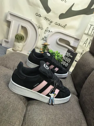 Adidas Campus Black and Pink Suede Lifestyle Sneakers 9
