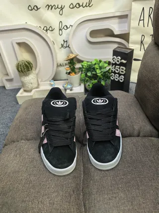 Adidas Campus Black and Pink Suede Lifestyle Sneakers 10