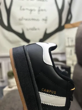 Adidas Campus Black and White Suede Lifestyle Sneakers 13