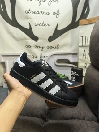 Adidas Campus Black and White Suede Lifestyle Sneakers 15
