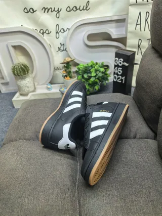 Adidas Campus Black and White Suede Lifestyle Sneakers 16
