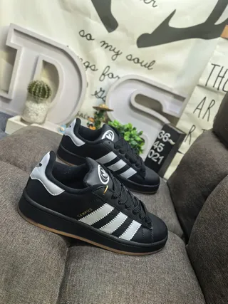 Adidas Campus Black and White Suede Lifestyle Sneakers 19