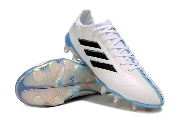 Adidas Copa Pure White and Light Blue Firm-Ground Soccer Shoes 4