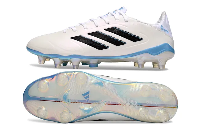 Adidas Copa Pure White and Light Blue Firm-Ground Soccer Shoes 6