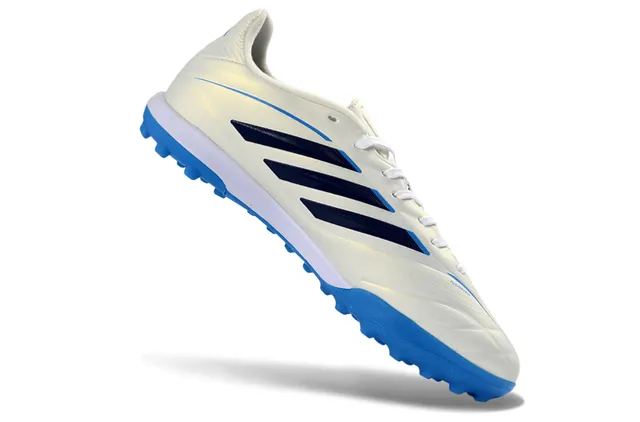 Adidas Copa White Blue Low-Cut Synthetic Upper Three-Stripe Side Panel Turf Soccer Shoes 2
