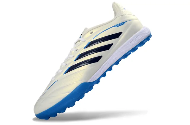 Adidas Copa White Blue Low-Cut Synthetic Upper Three-Stripe Side Panel Turf Soccer Shoes 3