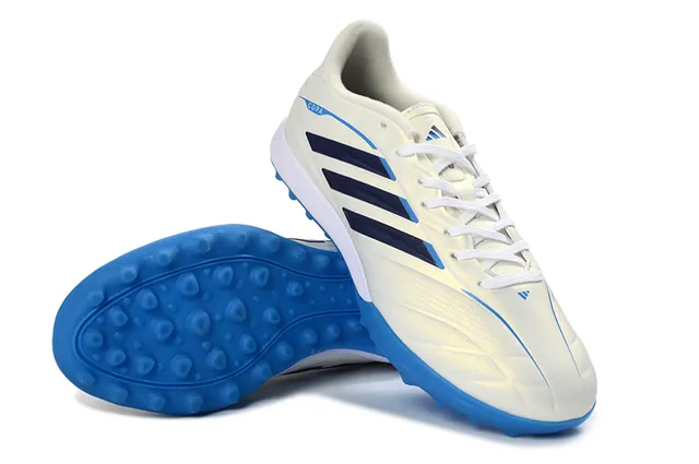 Adidas Copa White Blue Low-Cut Synthetic Upper Three-Stripe Side Panel Turf Soccer Shoes 4