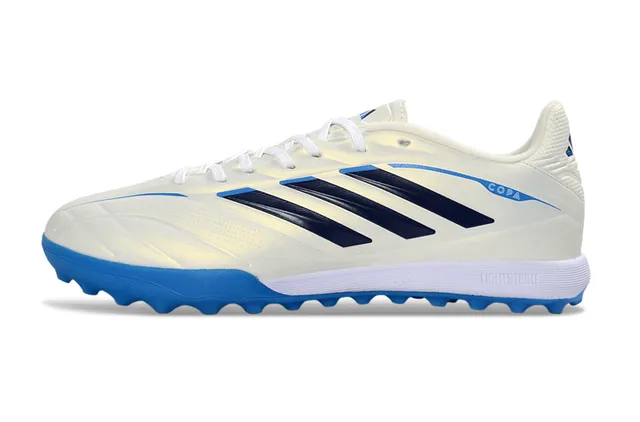 Adidas Copa White Blue Low-Cut Synthetic Upper Three-Stripe Side Panel Turf Soccer Shoes 7