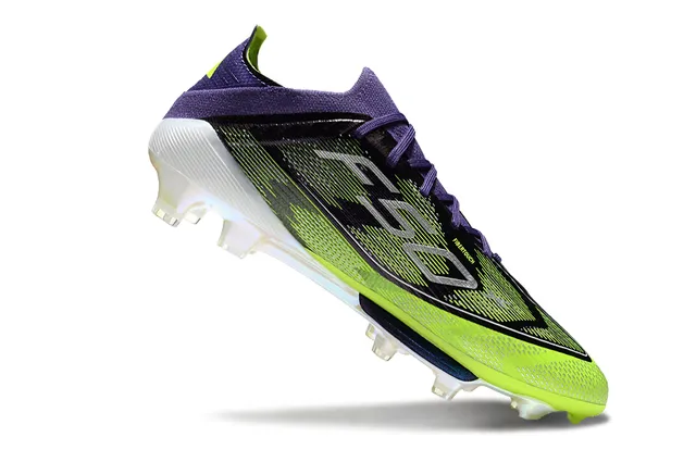 Adidas F50 Green Purple Low-Cut Knit Upper Three-Stripe Graphic Overlay Firm-Ground Soccer Shoes 2