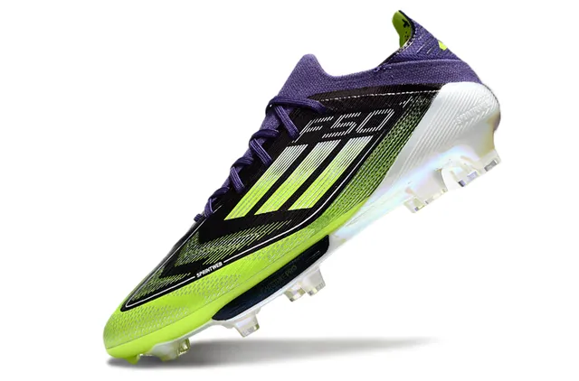 Adidas F50 Green Purple Low-Cut Knit Upper Three-Stripe Graphic Overlay Firm-Ground Soccer Shoes 3